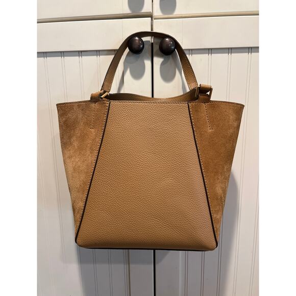 Tory Burch Women's‎ Mcgraw Dragonfly Bag Office Suede Leather In Tiramisu - Picture 3 of 9